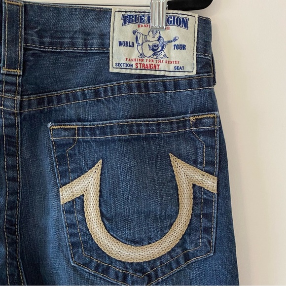 True Religion Straight Mid Rise Classic Blue Women's Jeans Size 34 - Picture 13 of 16